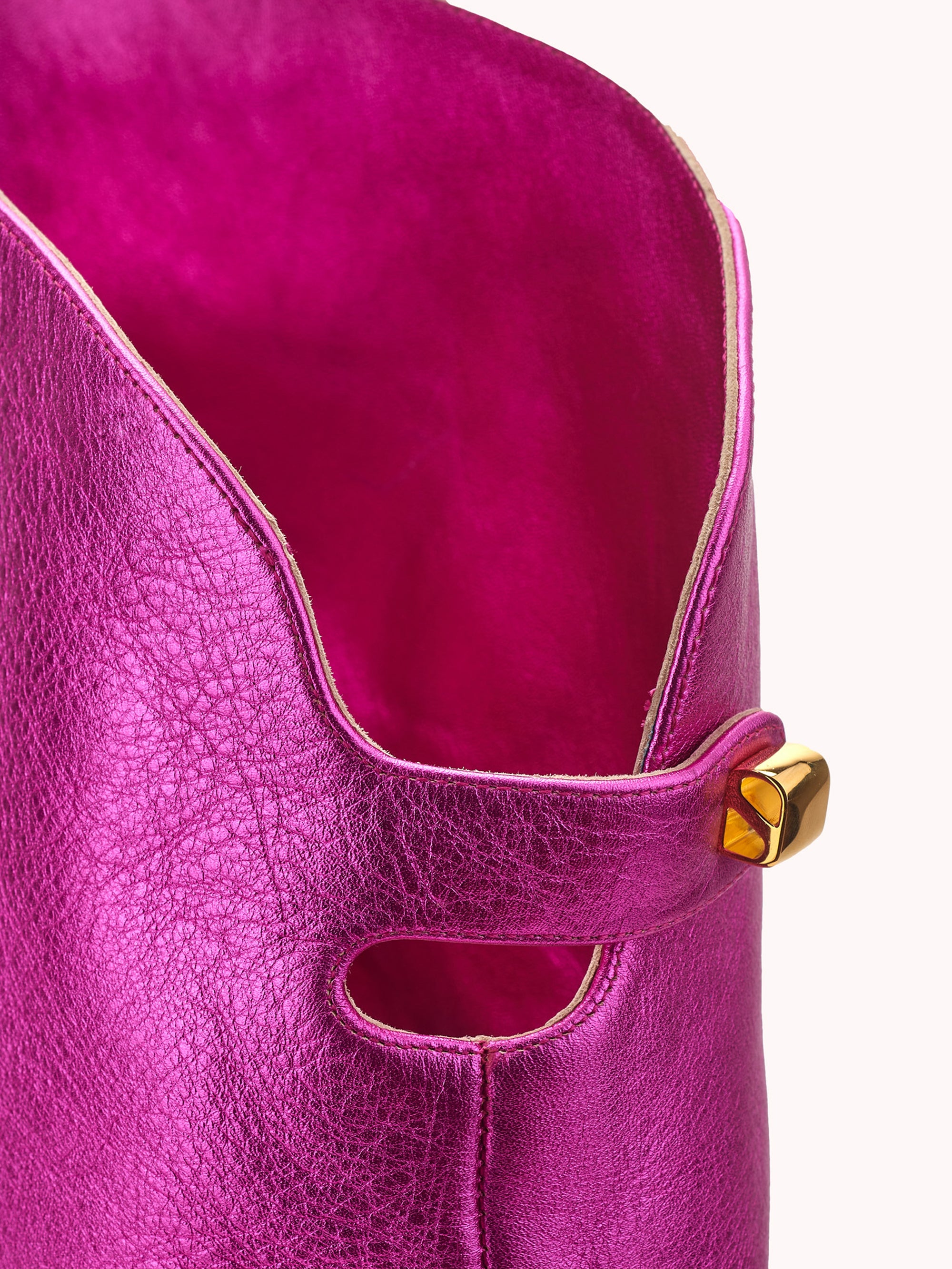 3qty NEW / Cuissardes Marylin 90 en cuir Nappa métallisé - Pink
