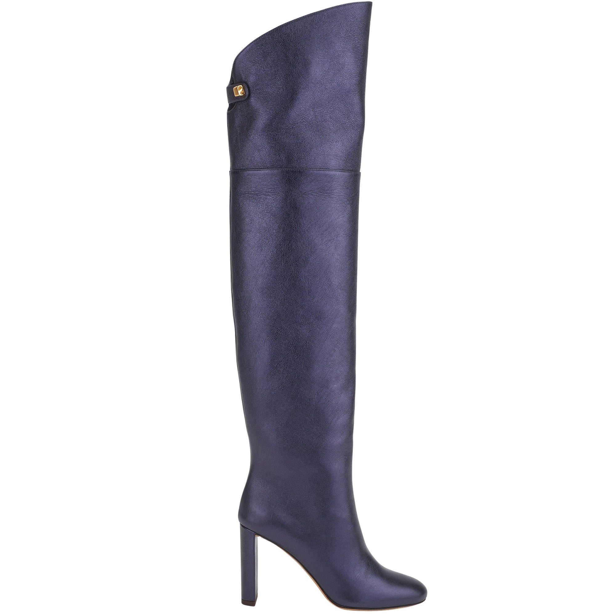 4qty NEW / Cuissardes Marylin 90 en cuir Nappa métallisé - Blue