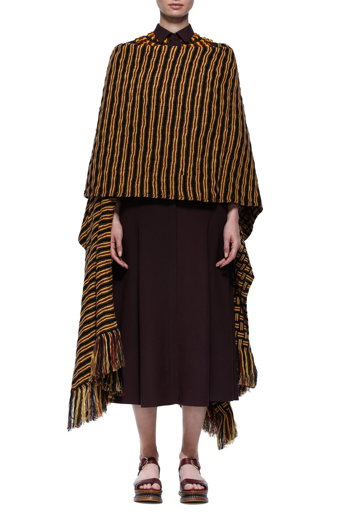 Black & Brown & Citrine & Burgandy / Écharpe Gasly en cachemire - Black & Brown & Citrine & Burgandy