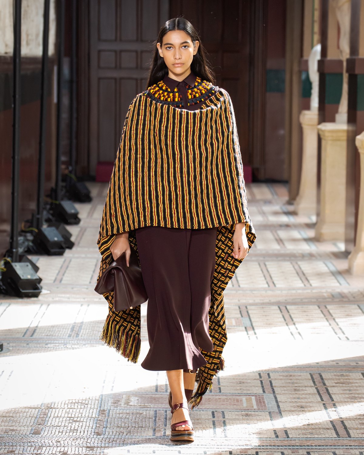 Black & Brown & Citrine & Burgandy / Écharpe Gasly en cachemire - Black & Brown & Citrine & Burgandy
