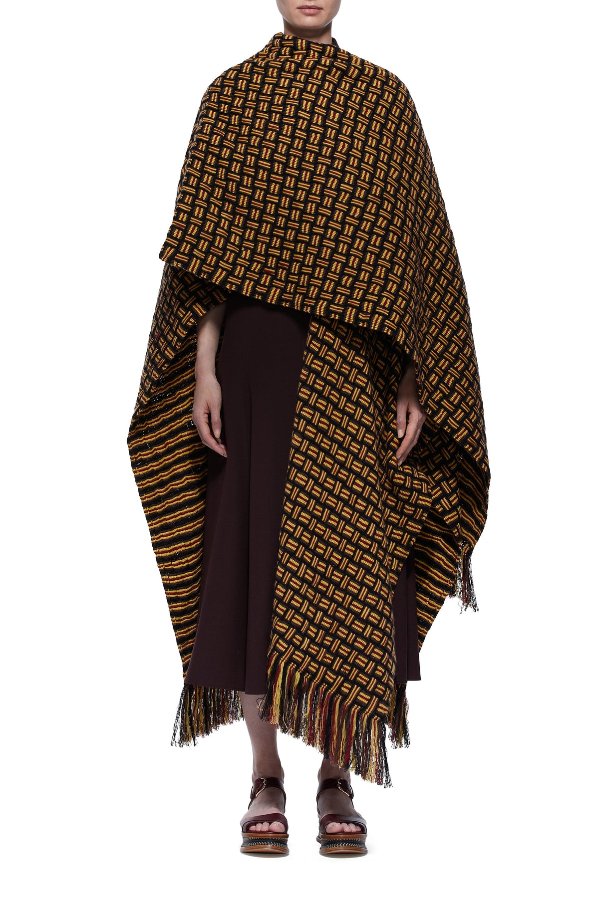 Black & Brown & Citrine & Burgandy / Écharpe Gasly en cachemire - Black & Brown & Citrine & Burgandy