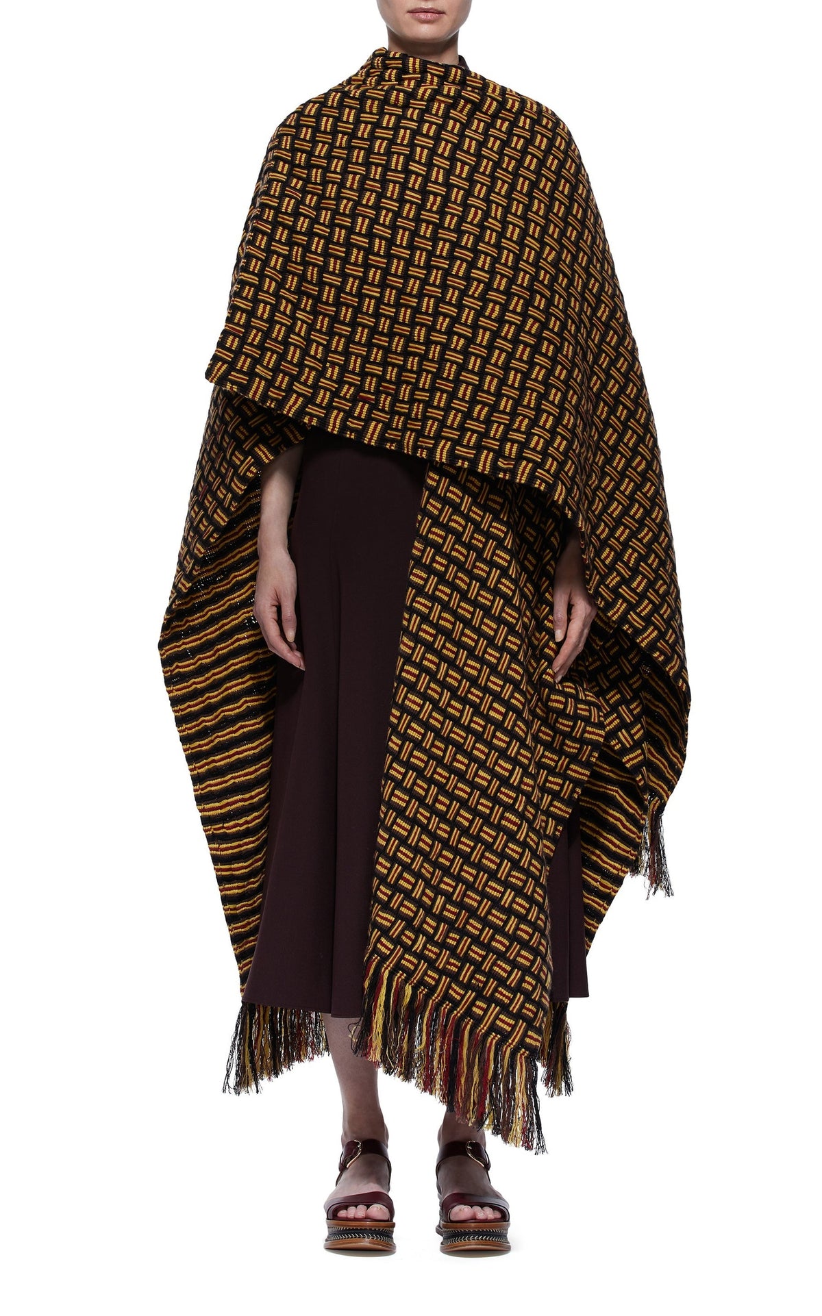 Black & Brown & Citrine & Burgandy / Écharpe Gasly en cachemire - Black & Brown & Citrine & Burgandy