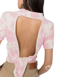 T-shirt court Bagnu dos nu - Jacquard Pink