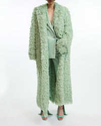 Manteau long en fausses plumes - Sage Green