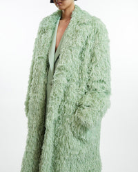 Manteau long en fausses plumes - Sage Green