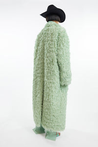 Manteau long en fausses plumes - Sage Green