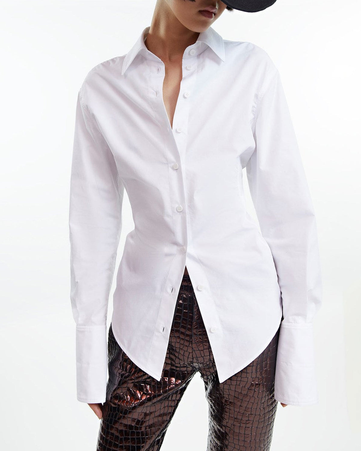 Pantalon boyfriend en cuir laminé - Bronze