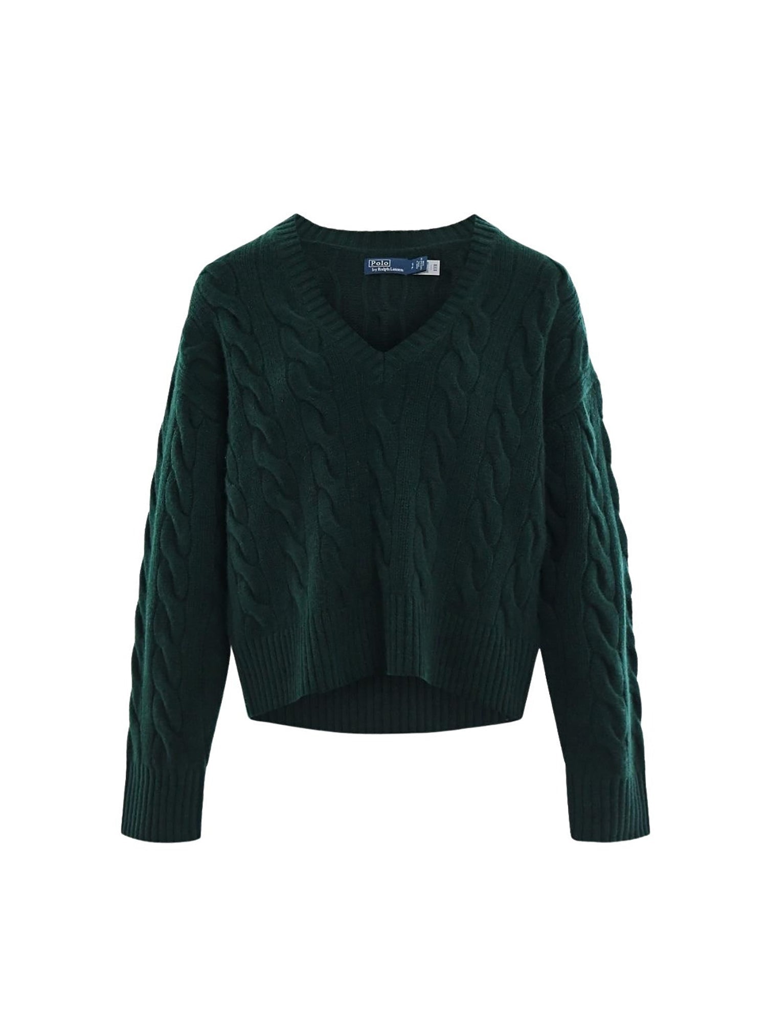 Pull col en V torsadé laine et cachemire - Moss Agate