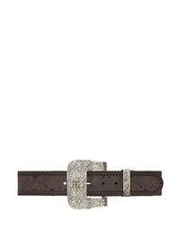 Ceinture à boucle travaillée en cuir - Mocha
