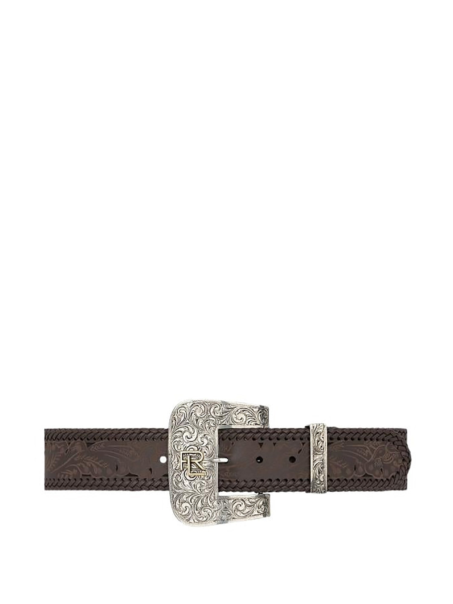 Ceinture à boucle travaillée en cuir - Mocha