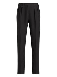 Pantalon Gregory fait main en soie et lin mélangé - Classic Black