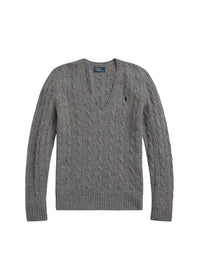 Pull col en V torsadé laine et cachemire - Battalion Grey Heather