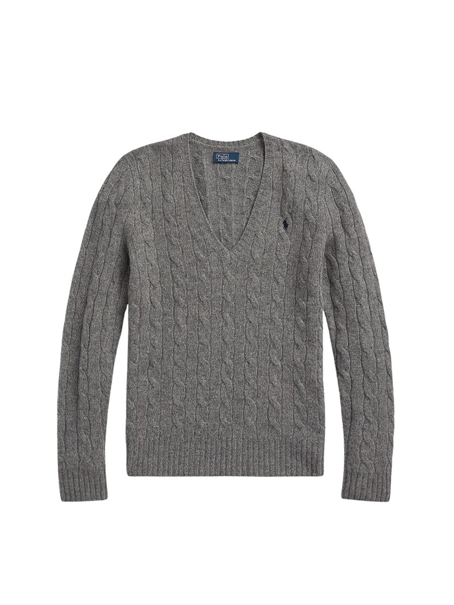 Pull col en V torsadé laine et cachemire - Battalion Grey Heather