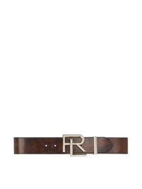RL wide belt in weathered leather - Vintage Brown