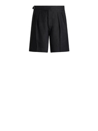 Short confectionné à la main lin et soie - Black