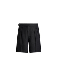 Hand-made linen and silk blend shorts - Black