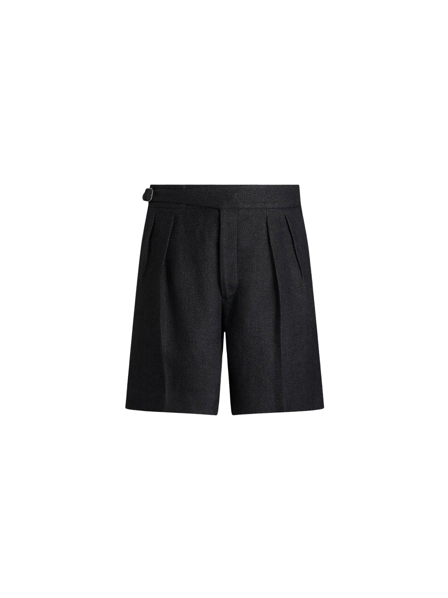 Hand-made linen and silk blend shorts - Black
