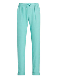 Pantalon fait main en soie et lin - Sea Glass Blue
