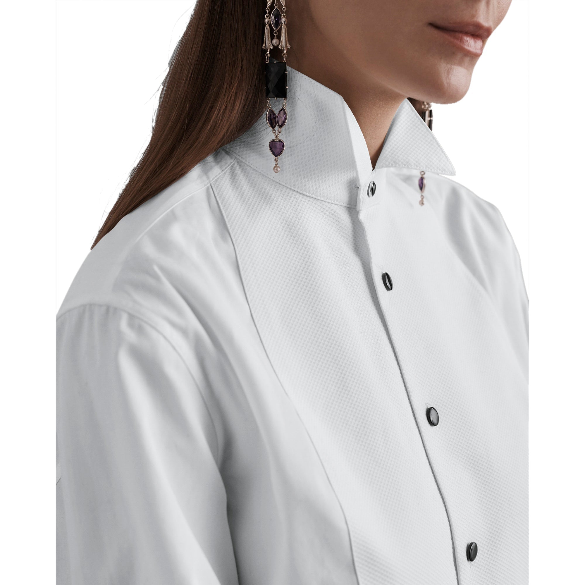 Chemise Marlie à col cassé en coton - Blanc