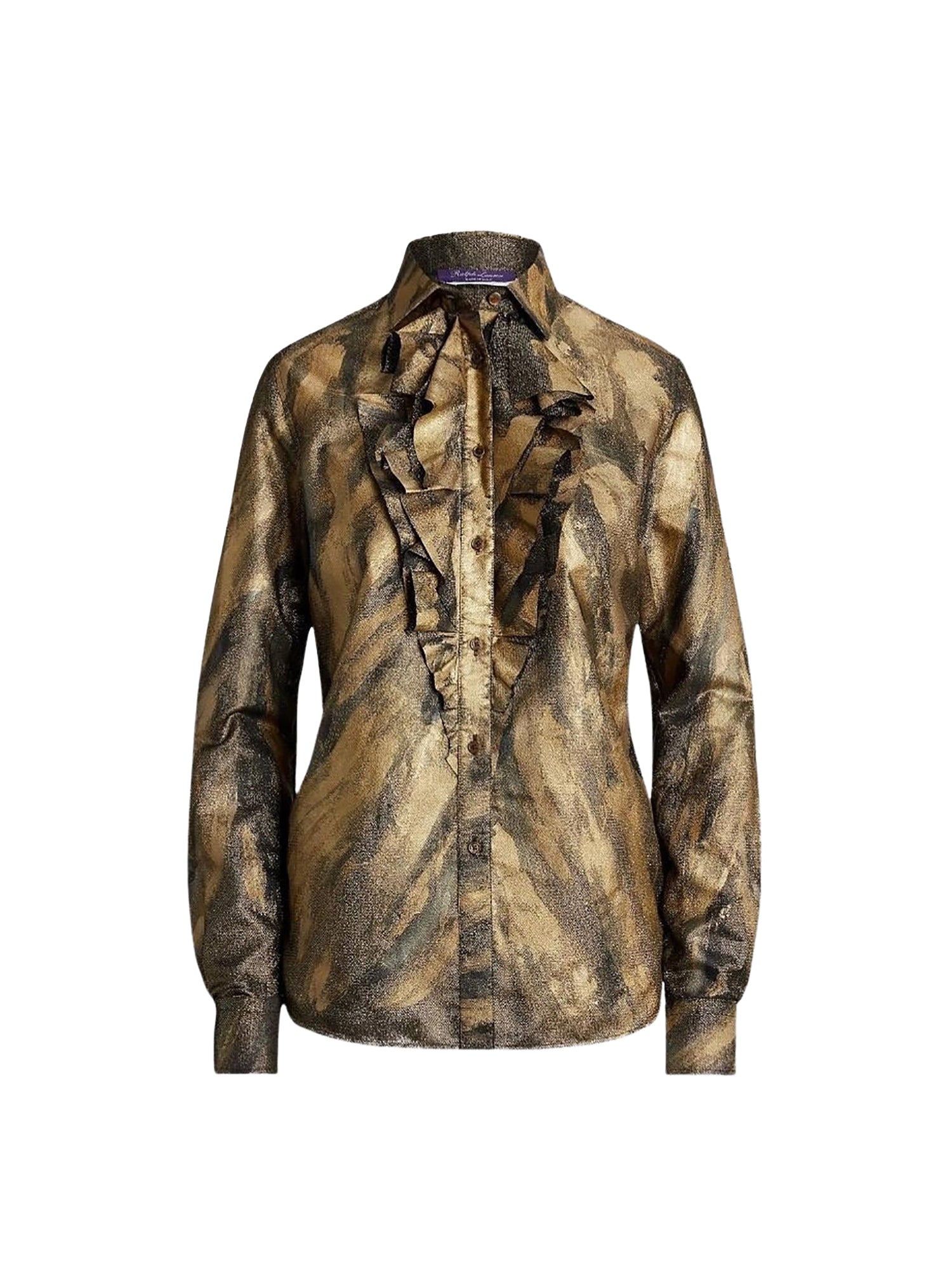 Chemise Keara volantée métallisée - Noir & Bronze