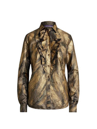 Chemise Keara volantée métallisée - Noir & Bronze