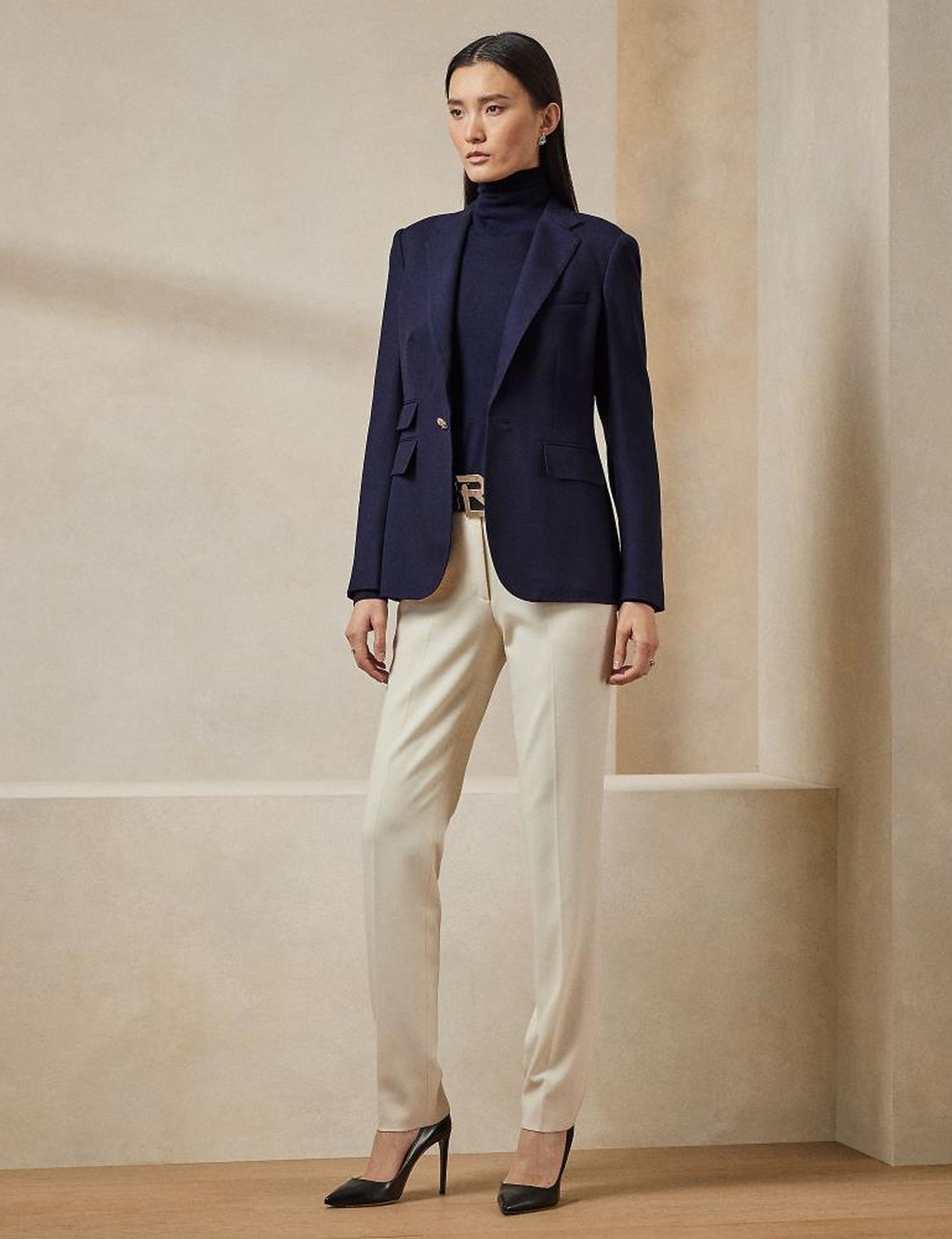 Pantalon Simone en crêpe de laine - Cream