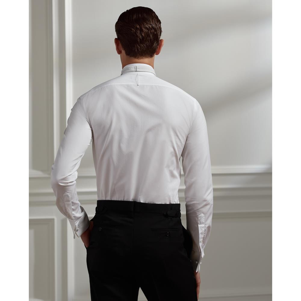 Chemise col cassé à plastron - White