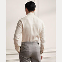 Chemise en sergé de lin gratté - Cream