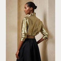 Chemise utilitaire en organza métallisé - Platine