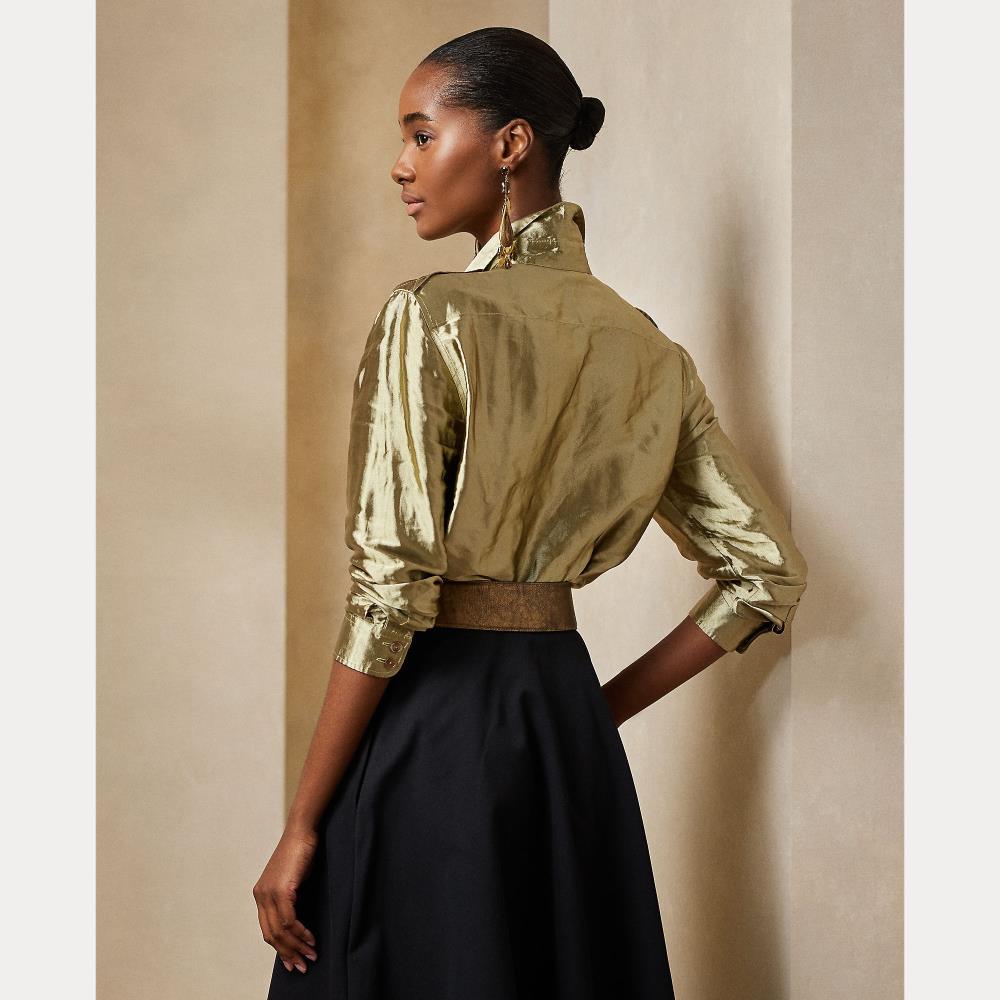Chemise utilitaire en organza métallisé - Platine