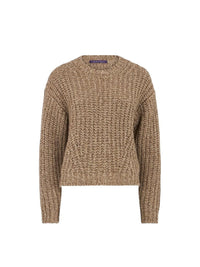 Cashmere and silk ribbed jumper - Light Truffle Multi