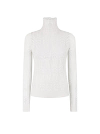 Cashmere pointelle funnel neck jumper - Classic Cream