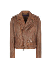Veste moto Locklear en cuir - Gold