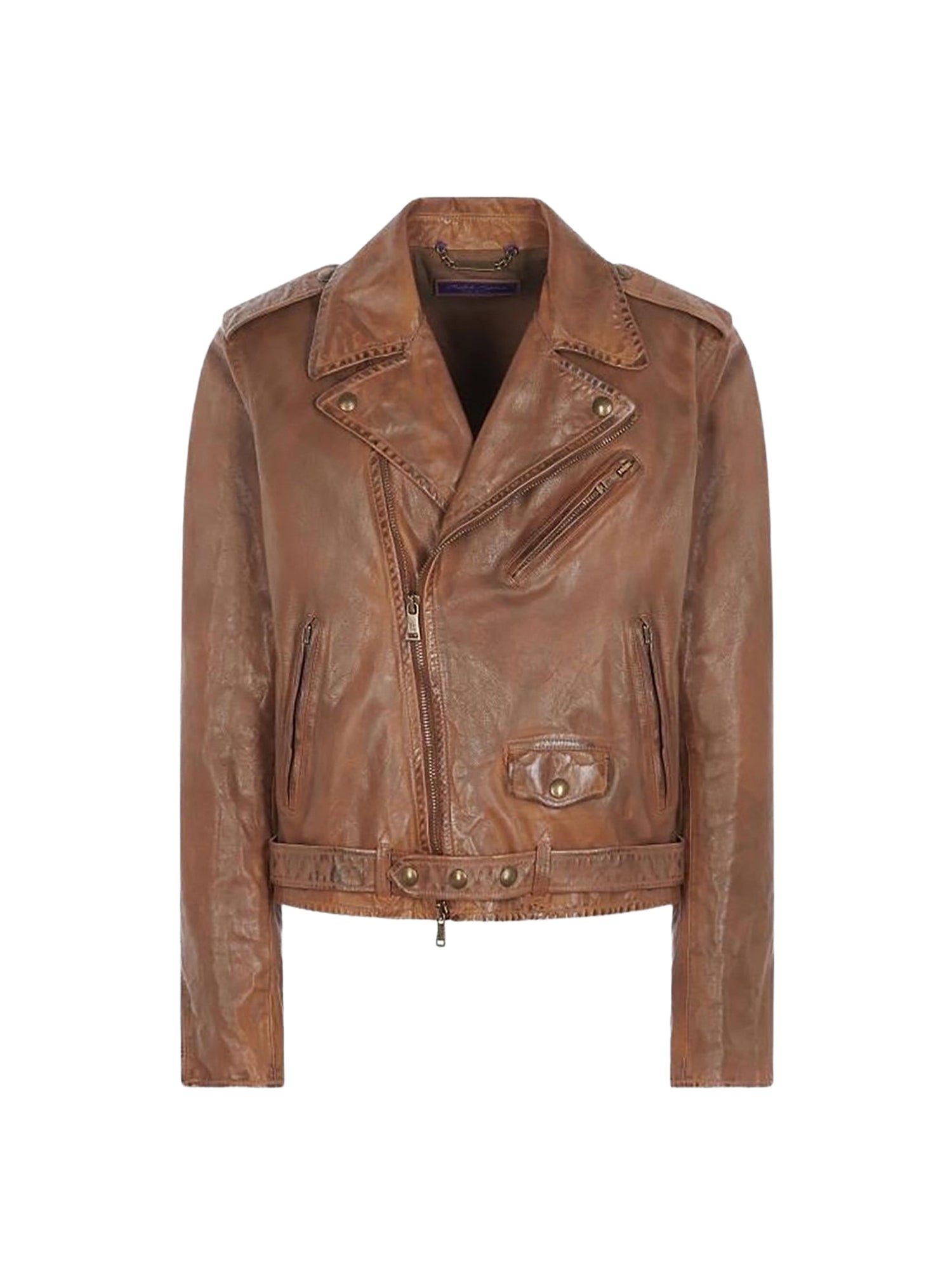 Veste moto Locklear en cuir - Gold