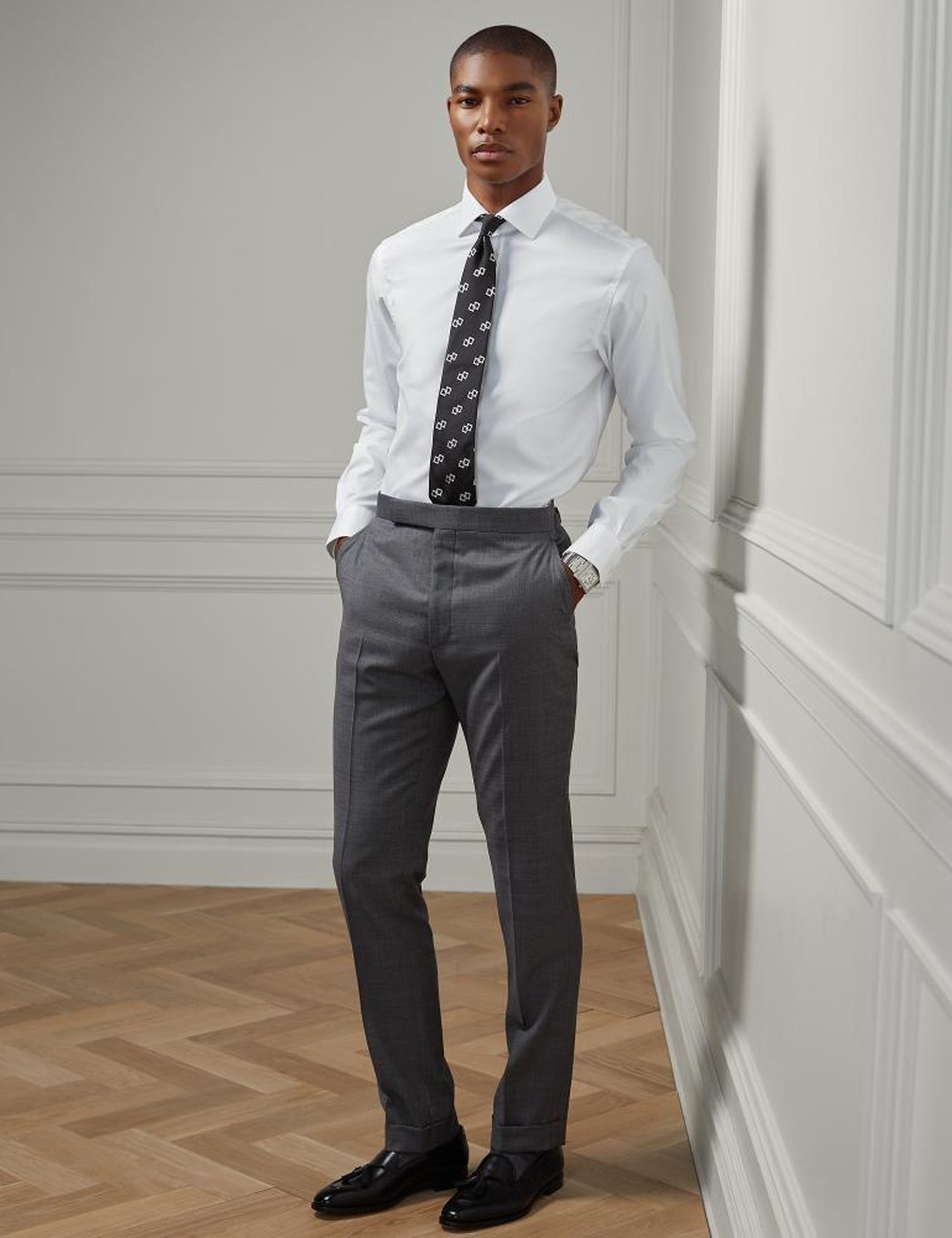 Wrinkle-resistant twill shirt - White