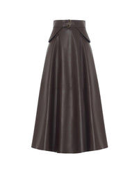 Jupe Millie à boucle en cuir - Mocha