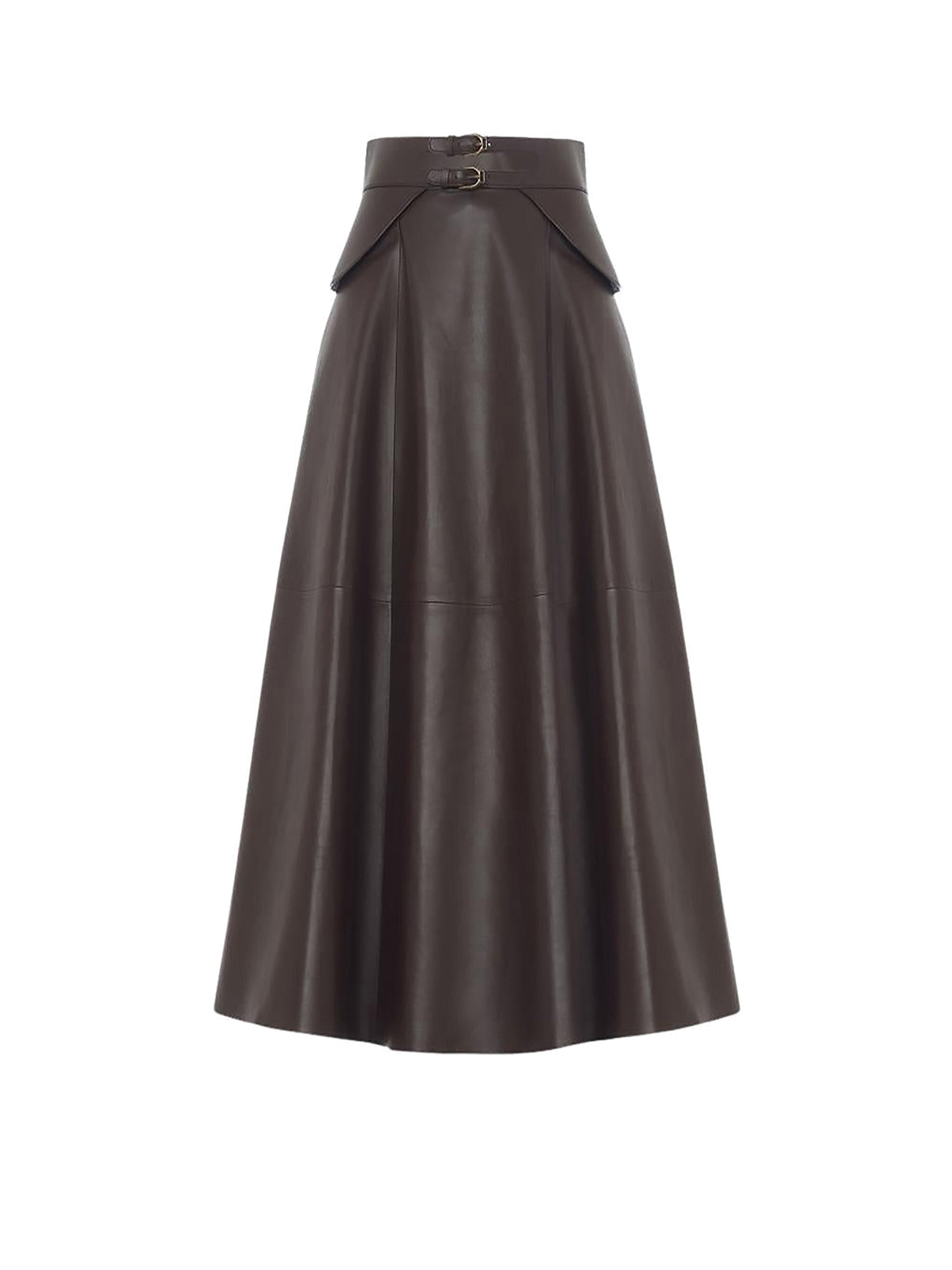 Jupe Millie à boucle en cuir - Mocha