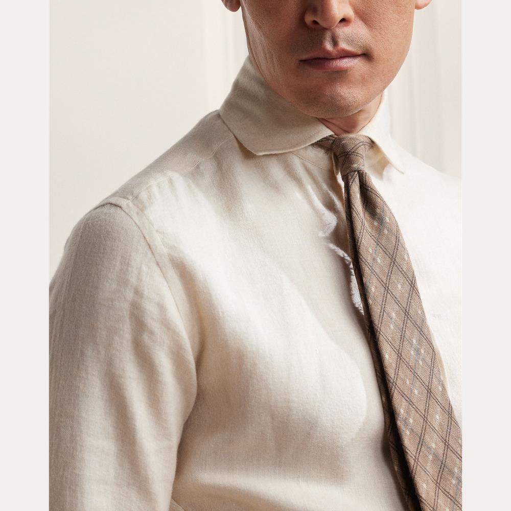 Chemise en sergé de lin gratté - Cream