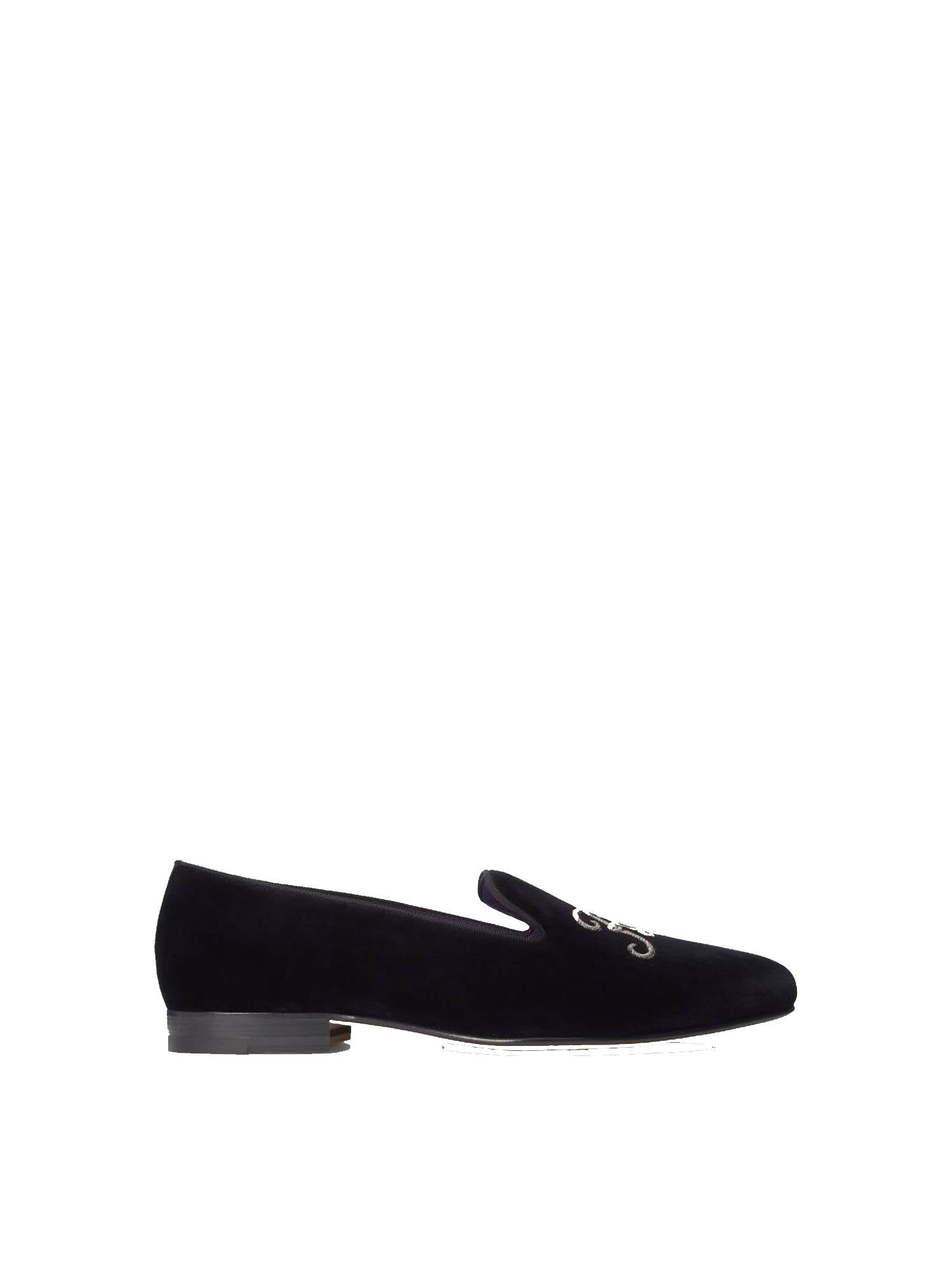 Mocassins Alonzo bullion en velours - Black & Silver