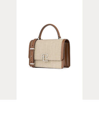 Sac porté main tissé RL 888 en lin - Natural & Rl Gold
