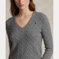 Pull col en V torsadé laine et cachemire - Battalion Grey Heather
