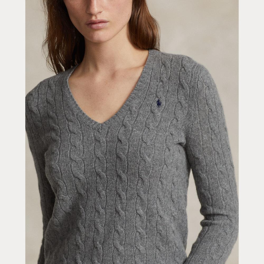 Pull col en V torsadé laine et cachemire - Battalion Grey Heather