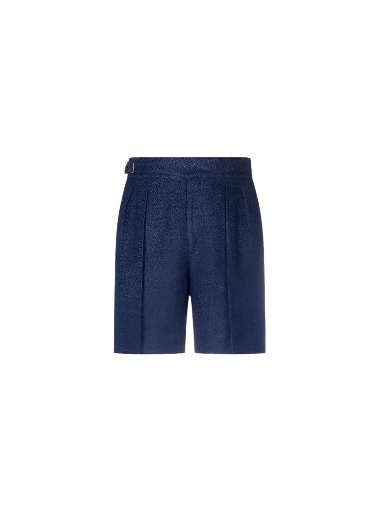 Short confectionné à la main en lin et soie mélangé - Spring Navy
