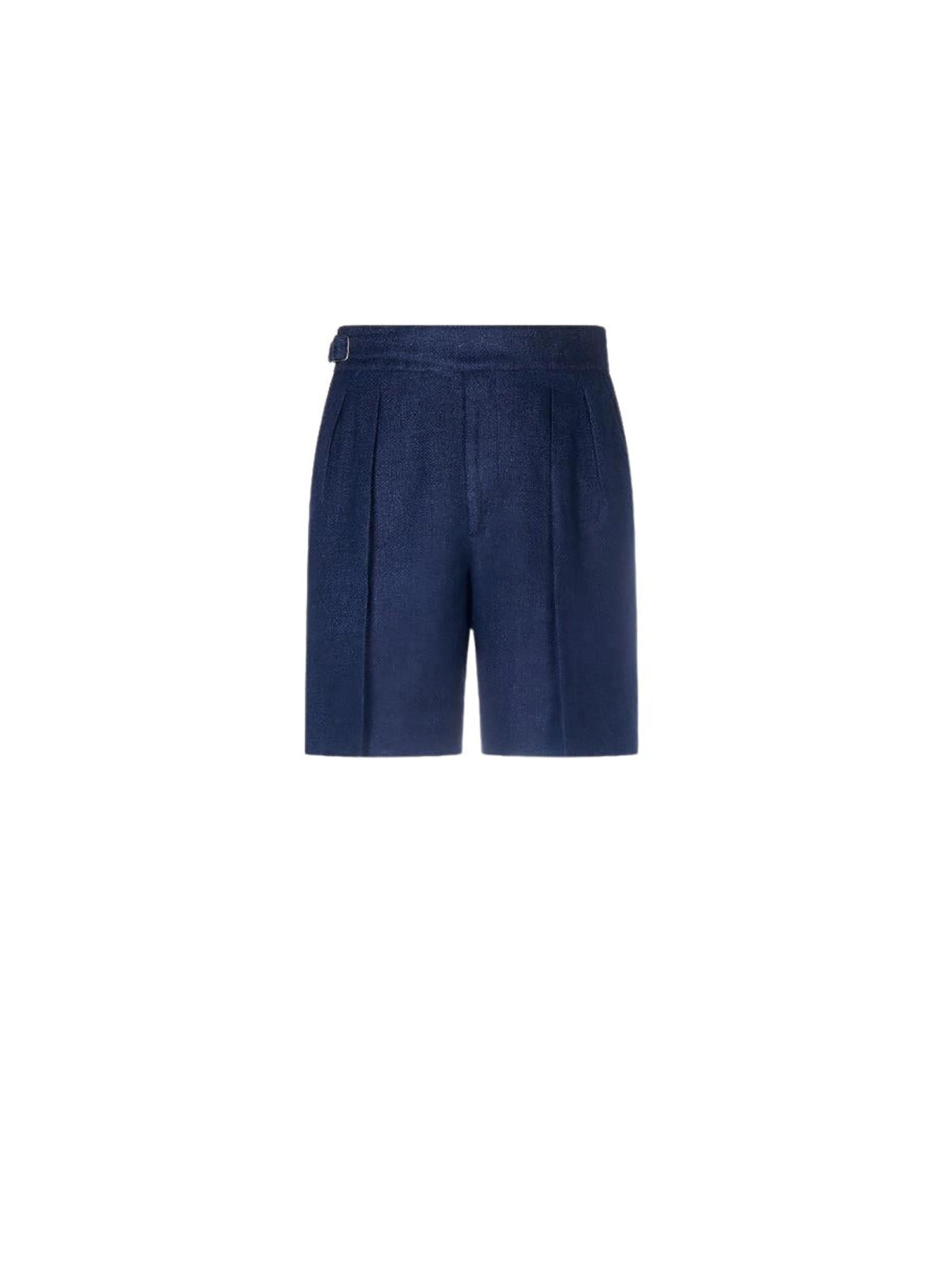 Short confectionné à la main en lin et soie mélangé - Spring Navy