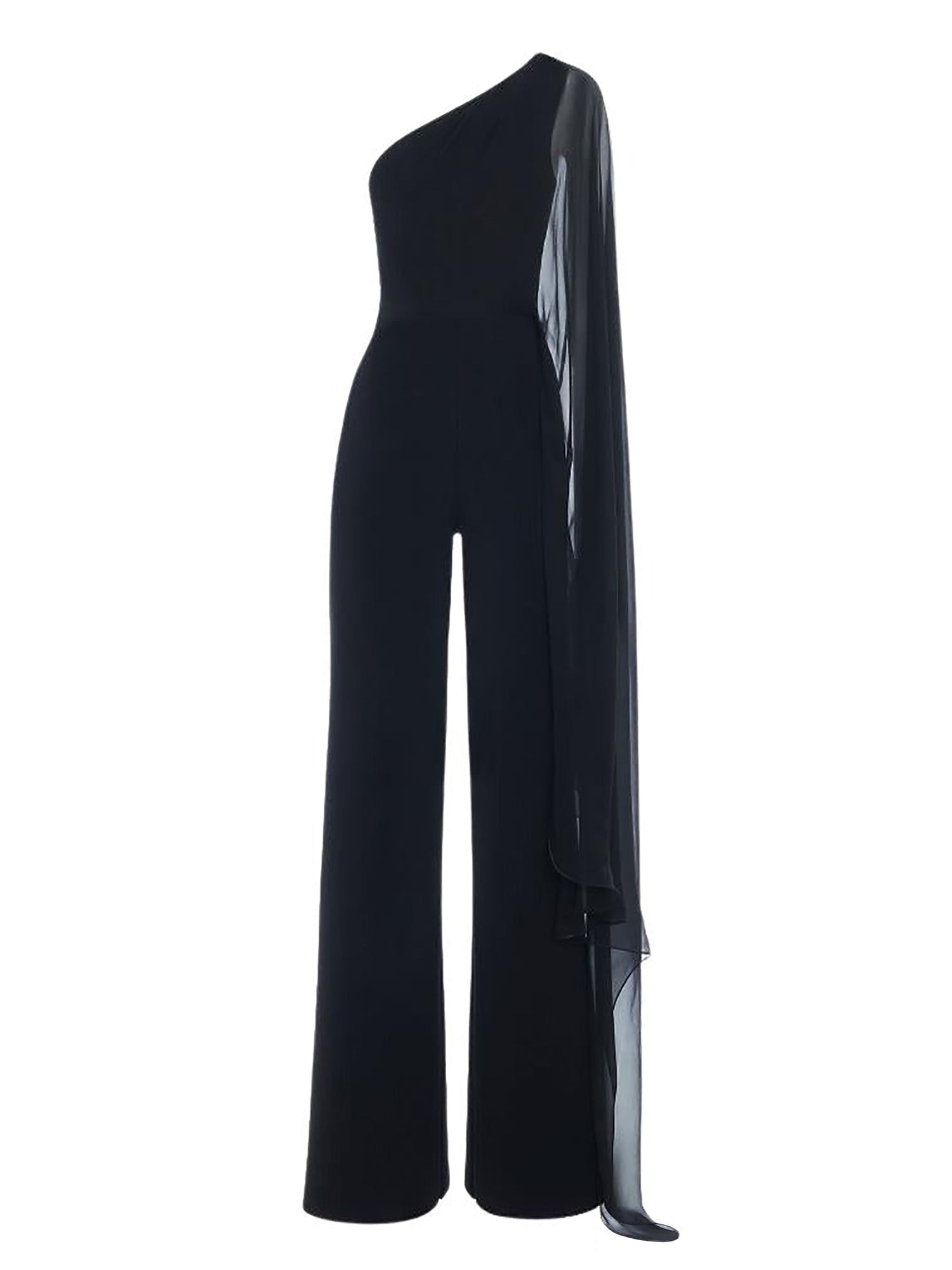 Combinaison cape asymétrique tissée - Black