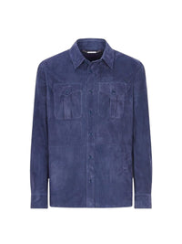 Surchemise à motif écossais en daim - Crown Blue Melange