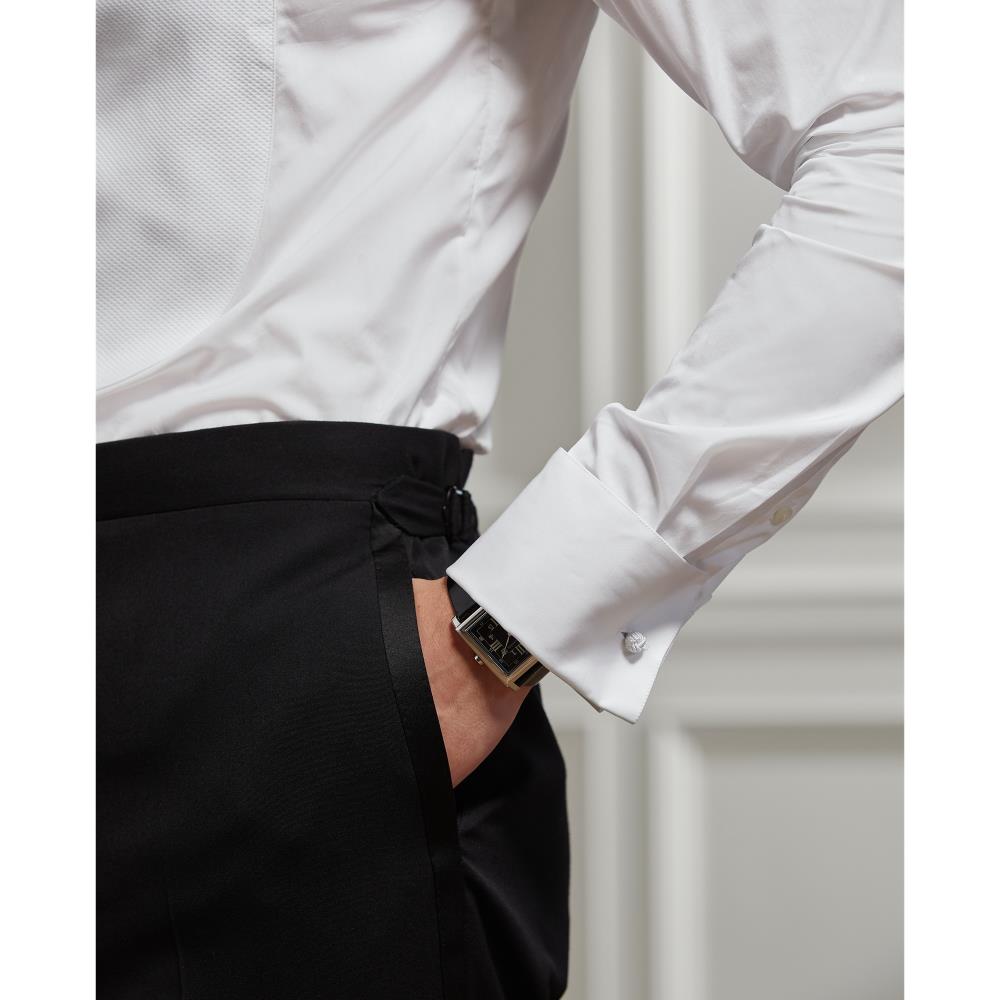 Chemise col cassé à plastron - White
