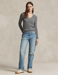 Pull col en V torsadé laine et cachemire - Battalion Grey Heather