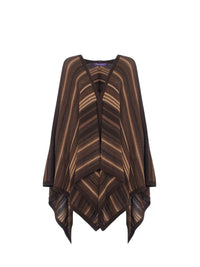 Pull Ruana en soie mélangée texturée - Mocha Multicolore