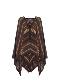 Pull Ruana en soie mélangée texturée - Mocha Multi